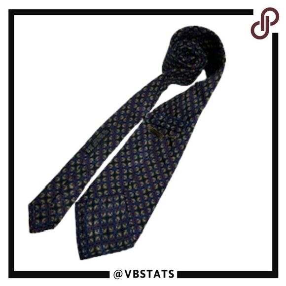 Brioni Blue/Yellow/Red Geometric Pattern Designer Tie - Picture 1 of 10